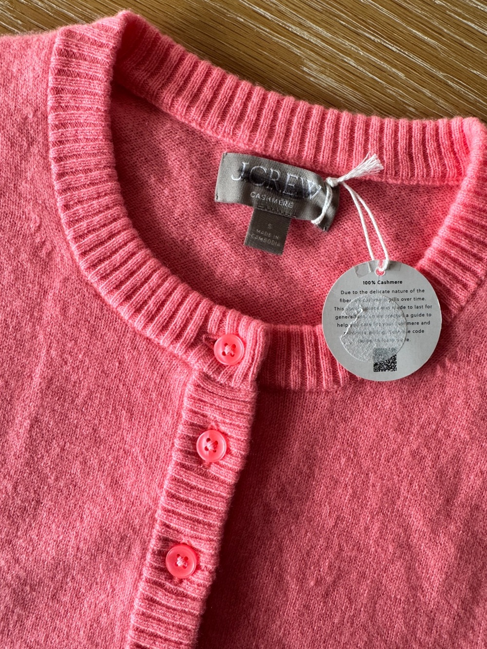 NWT J. CREW Perfect 100% Cashmere Cardigan Sweater Neon Vivid Coral Small CP465 - Picture 11 of 15